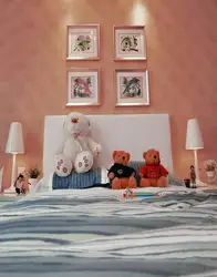 Мультфильм медведь в детской спальне фотографии фонов фото реквизит студия фон 5x7ft
