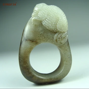 

CYNSFJA Real Rare Certified Natural Chinese Hetian Seed Jade Luck Amulet Men's Ring Hand Carved Size20mm High Quality Best Gift