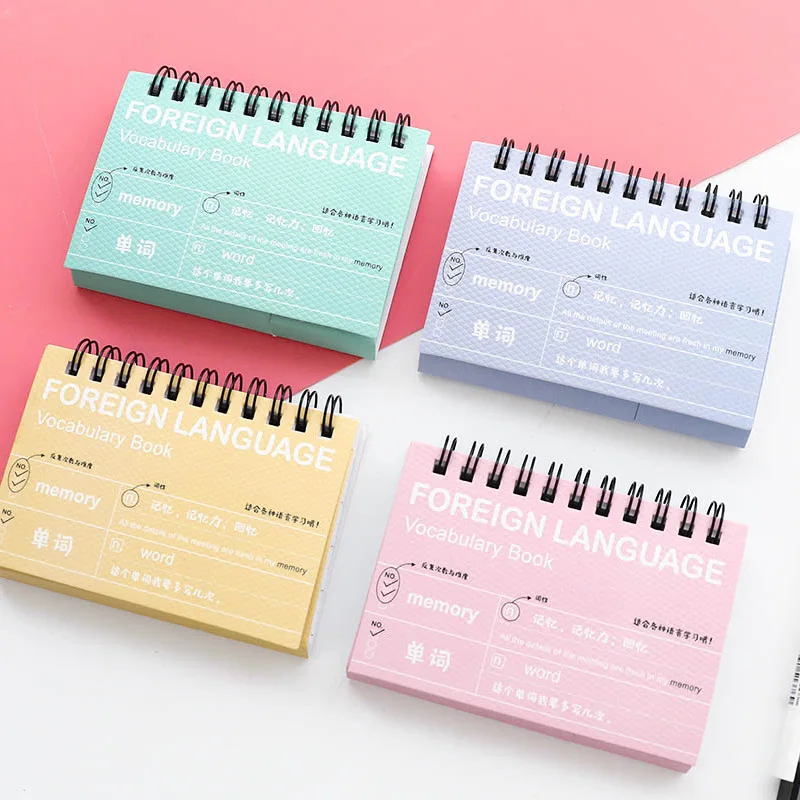 

1pcs 1114 Stationery Student Coil English Word Book Fluorescent Language Learning Memory Booklet