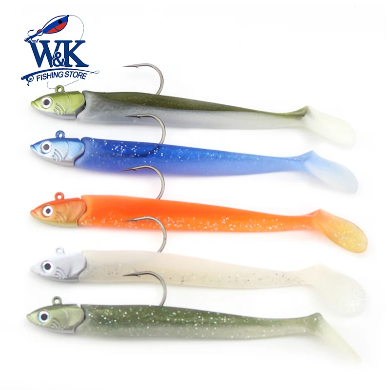 

W&K Soft Bait 11cm/10g with 20g Jig Head Ultimate Inshore Fishing Lure Set for Pike Seabass Bait Swimbait Leurre Soft Lures Set