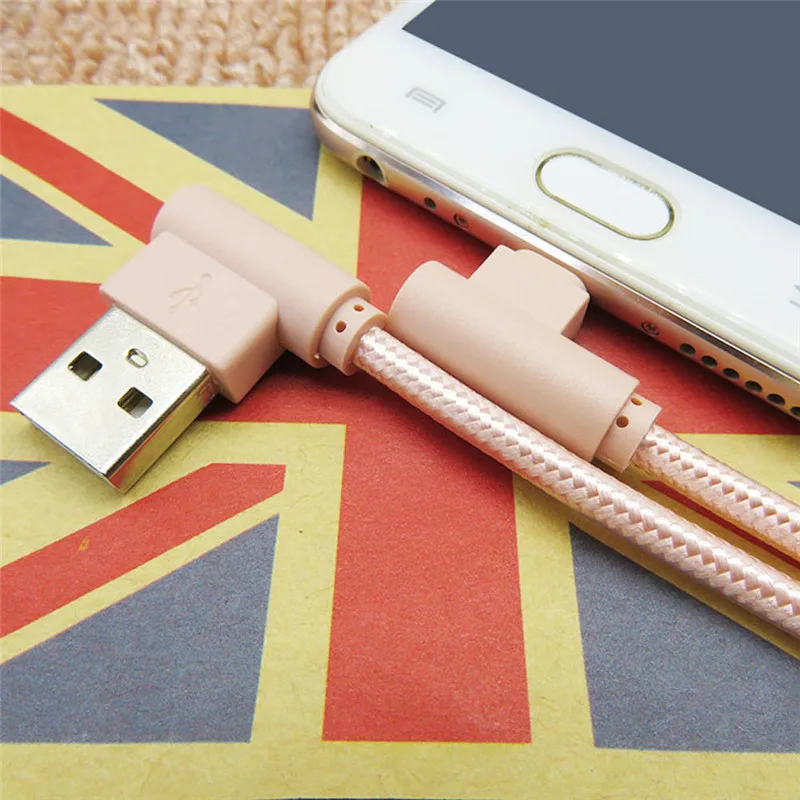 

2019 Fast charging and data transmission function Nylon Braided Micro USB 90 Degree Right Angle 2A Fast Data Sync Charger Cable
