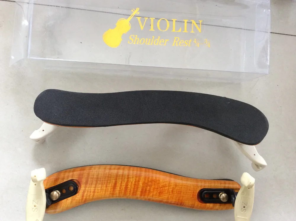 

One Violin shoulder rest with hand carved flower maple wood adjustable 3/4 to 4/4
