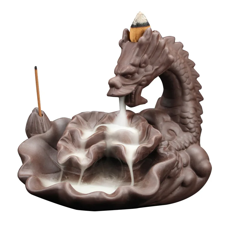 The Dragon Backflow Incense Burner With 10cones Incense Stick Holder