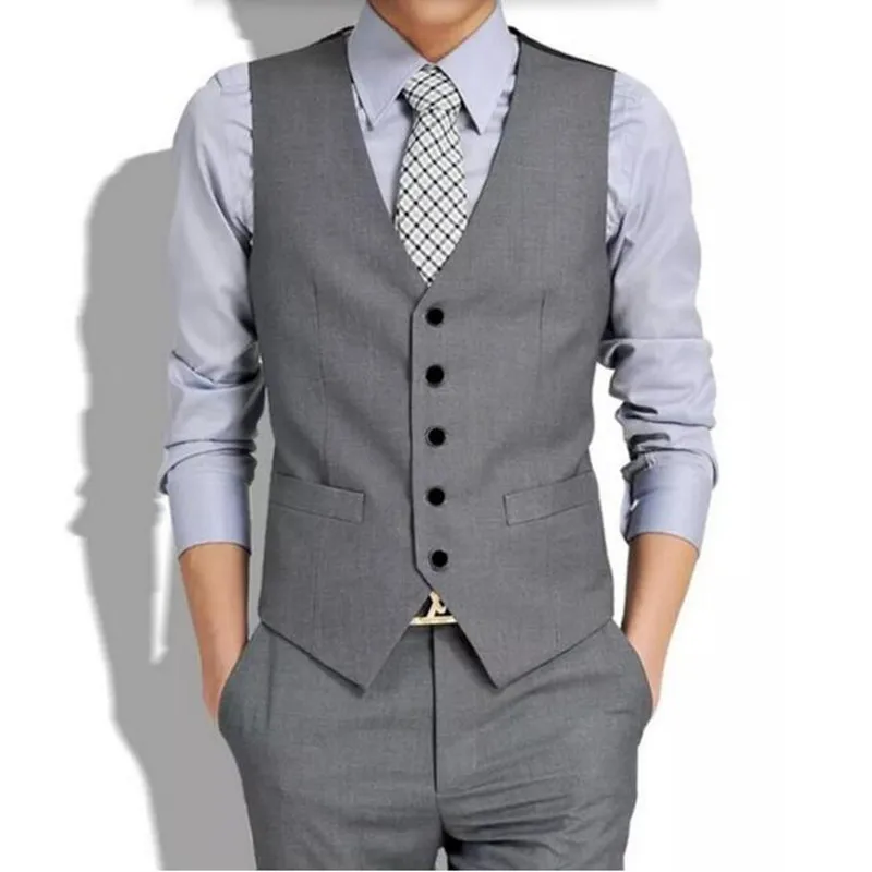 new Suit ma3 jia3 Gray men waistcoat custom made groom wedding tuxedos