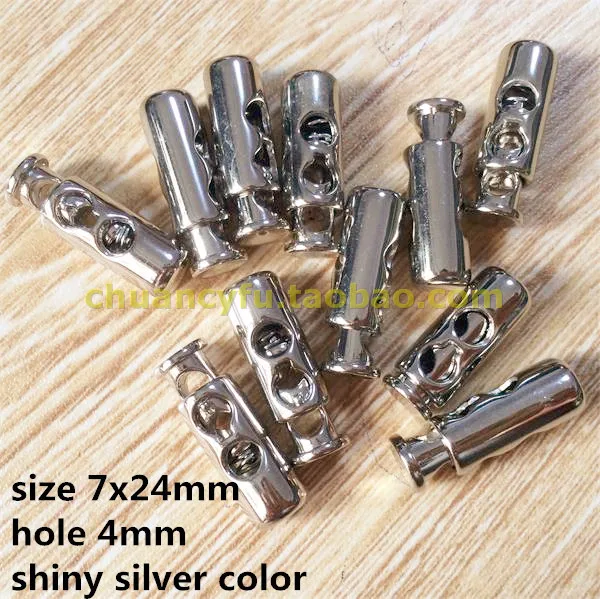

Free shipping 30 pcs/ lot cord lock shiny silver Toggle cordlock toggle clip spring stopper
