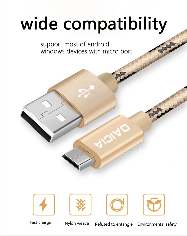 Micro USB кабель для быстрой зарядки USB кабель для передачи данных нейлоновый кабель синхронизации для samsung Xiaomi Redmi Note 4 5 мобильный телефон Android Microusb кабель