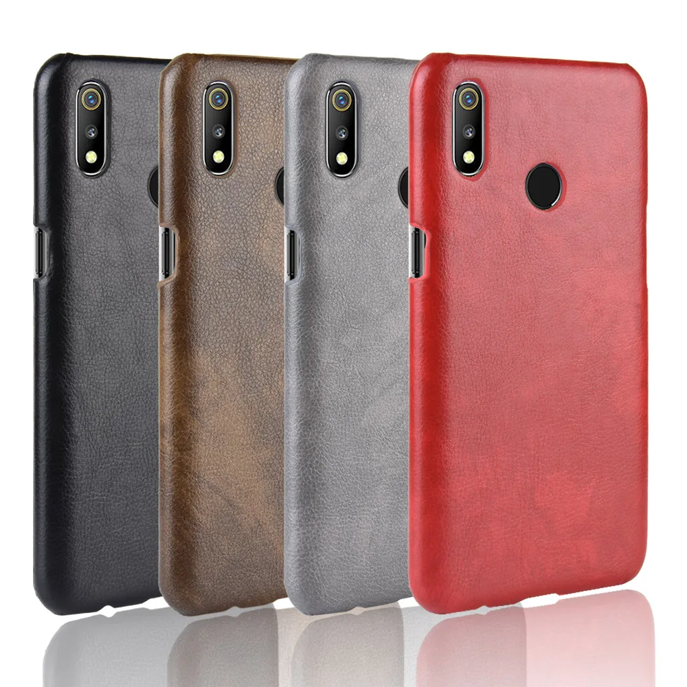 Realme 3 Pro Case For OPPO Realme3 Pro RMX1851 Retro PU Leather Litchi
pattern Skin Hard Bag Cover For Realme 3 Pro Phone Case
