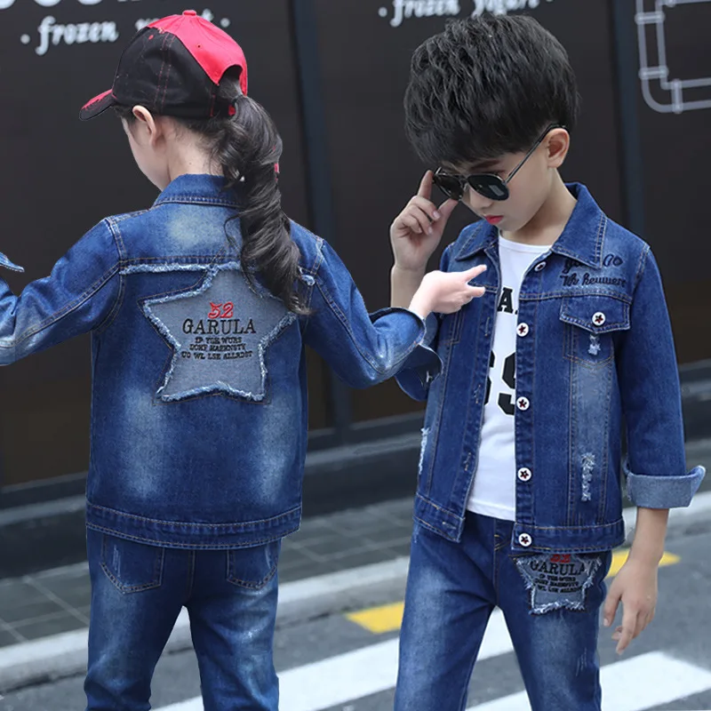 

Teen Girls Clothing Set Autumn Casual Kids Girls Clothes Long Sleeve Denim Coat Trousers White T-shirt Boys Clothes Sets 3pcs