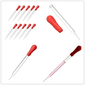 

10Pcs 10ml Durable Long Glass Experiment Medical Pipette Dropper Transfer Pipette Lab Supplies With Red Rub