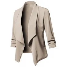 Mr.nut10 color eight yard long sleeve folds solid color small suit ladies self-cultivation  Office Lady  V-Neck  jacket