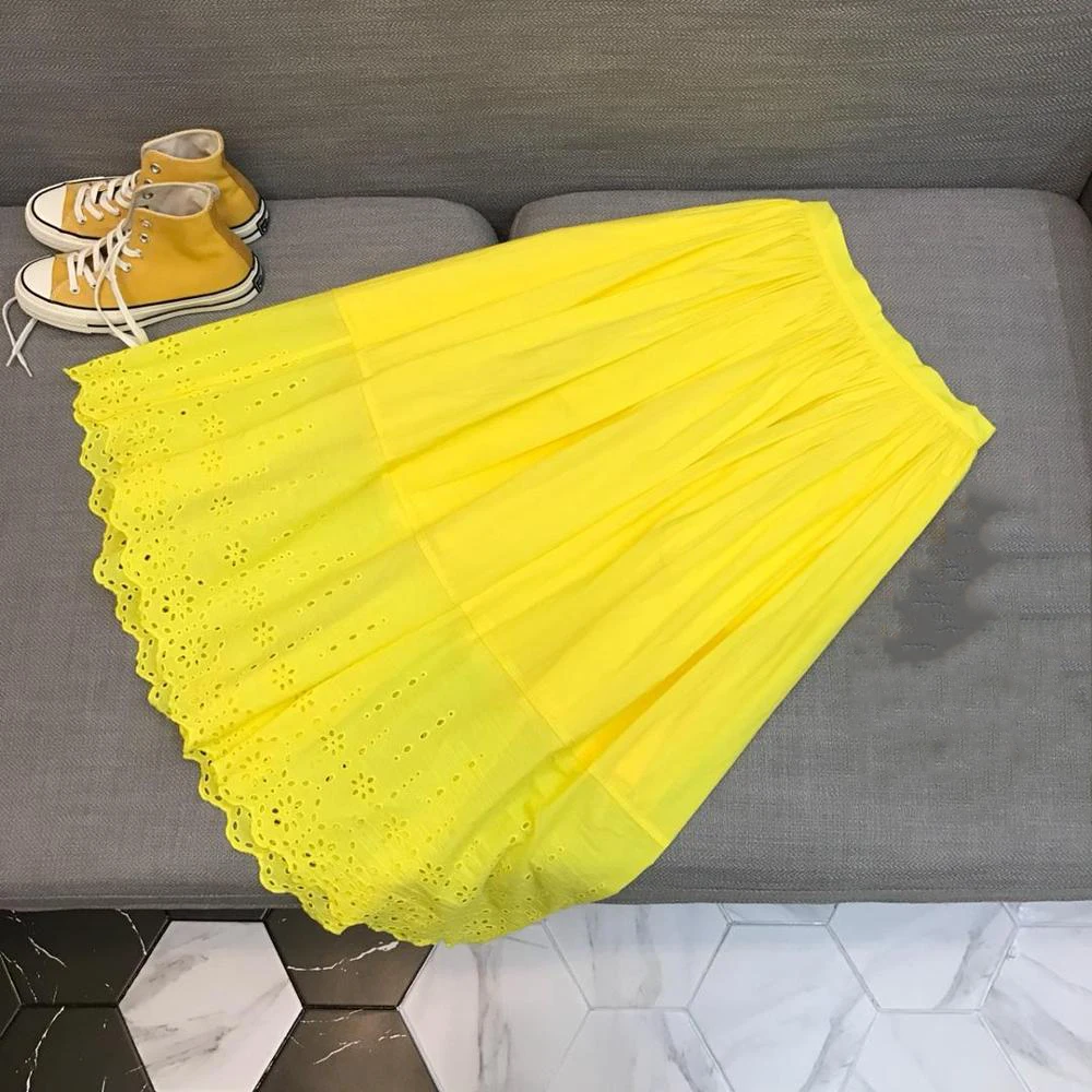 

2019 new ladies fashion sexy embroidered solid color cutout skirt 0620
