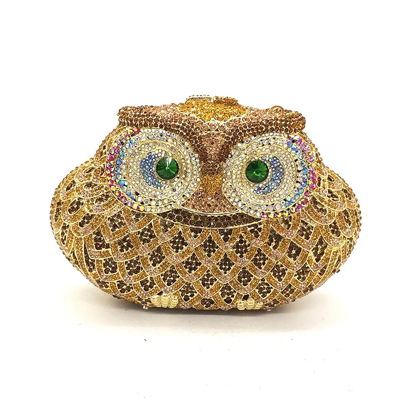 Animal bird design clutch women evening party bag diamonds owl shape crystal purses bridal wedding party crystal clutches - Цвет: Color 9