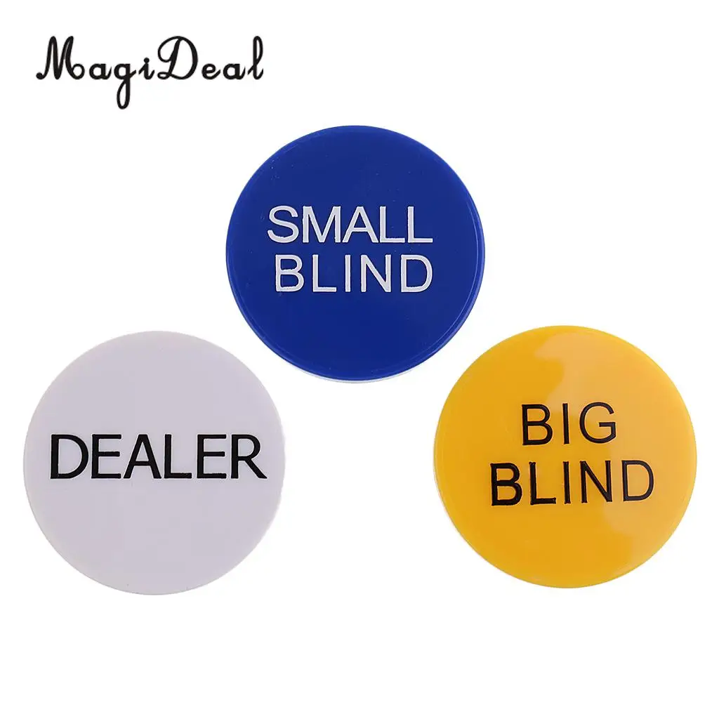 

MagiDeal High Quality Set of Small Blind Big Blind Dealer Button for Funny Party Club Pub Poker Card Casino Game Parts 5cm Mutil