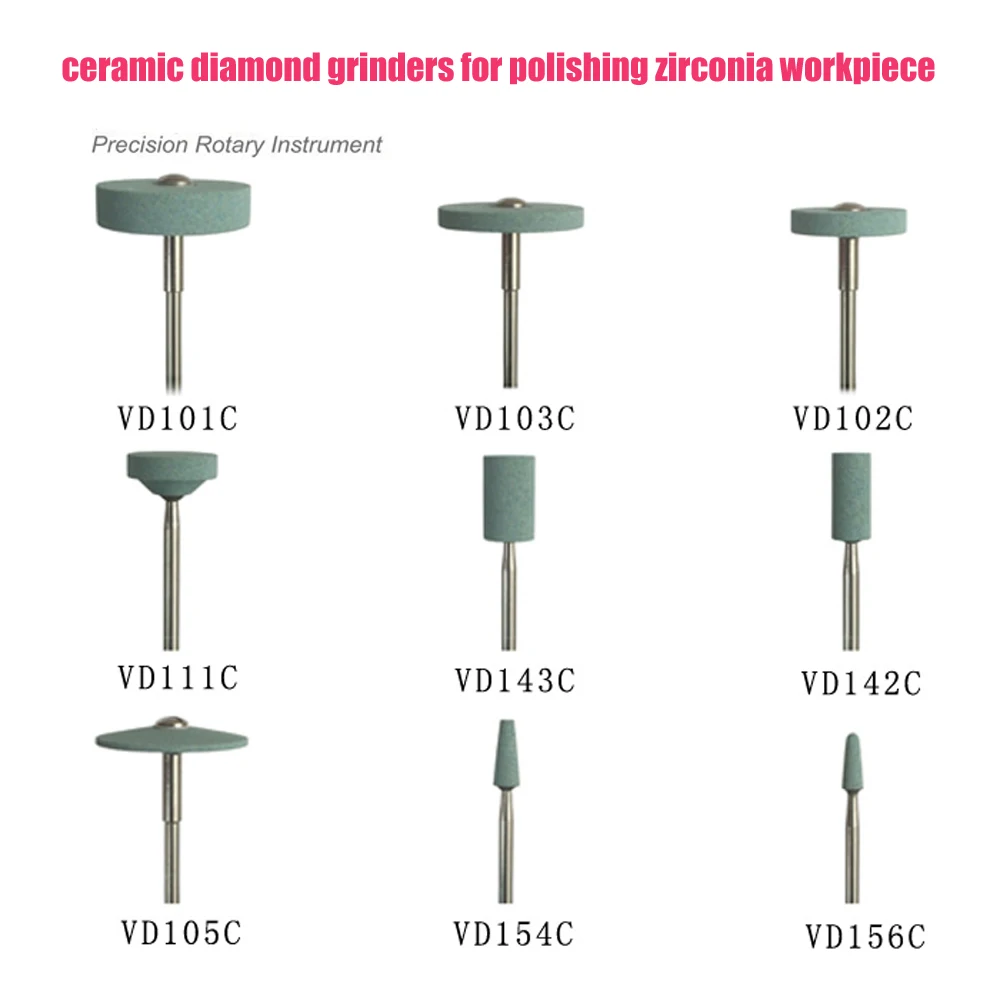 

1pc dental lab polishing tool ceramic diamond grinder for polishing zirconia workpiece no need water cooling teeth whitening
