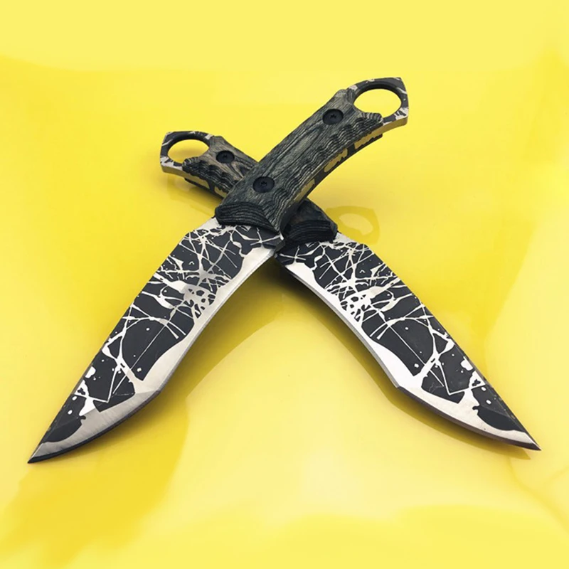 Дешевый Бесплатная доставка Япония 7Cr18Mov Стали Печать Тактический Прямой Нож Фикчированный Нож Охота Выживания ножи Кемпинг EDC Инструменты