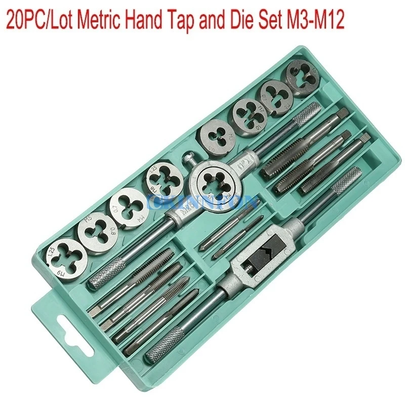DHL 10Set* 20Pcs/Set Metric Hand Tap and Die Set M3-M12 Screw Thread Plugs Straight Taper Reamer Tools | Инструменты