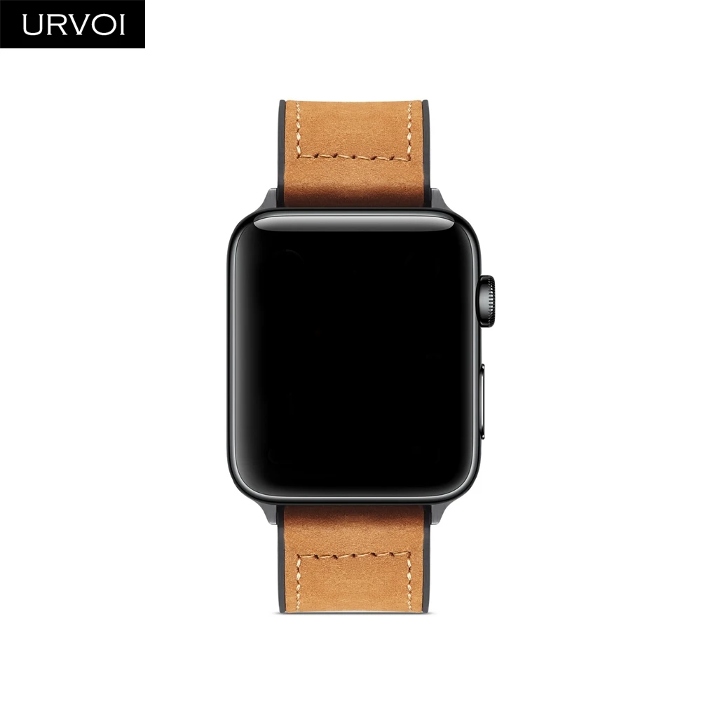 URVOI ремешок для apple watch series 5/4/3/2/1 Матовая Мягкая манжета Кожаный ремешок для наручных часов iwatch, комфортный Прочный классический пряжки дизайн