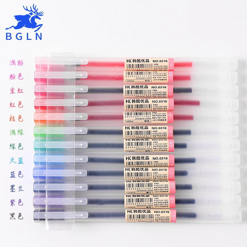 

12 Pcs/lot 0.5mm Gel Pen Set Colorfule Cute Ink Maker Pen School Office Supply Muji Style 12 Colours Papelaria Material Escolar