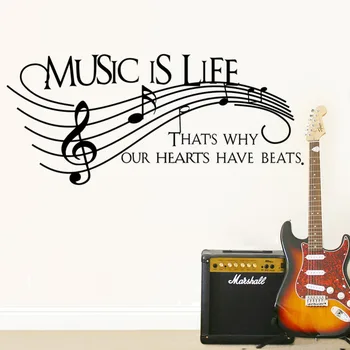 

Music Is why our hearts have beats wall sticker Hoom Decor Art Decals Vinyl Art Word Lettering Art Vinyl Decal