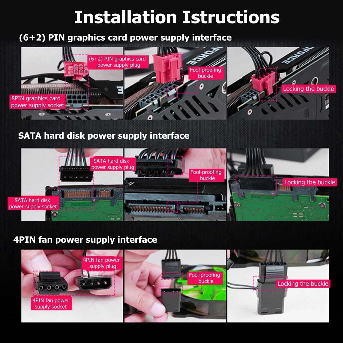 1200 Вт ПК Питание для компьютера модуль PC PSU 24Pin SATA 6Pin 4Pin тихий светодиодный вентилятор 80 Plus