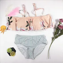 На одно плечо с цветочным принтом Одна деталь купальный костюм Купальники