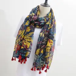 Лидер продаж Этническая ленточки платок красочные большой модный шарф из хлопка для женщин длинная шаль Хиджаб одеяло обёрточная бумага