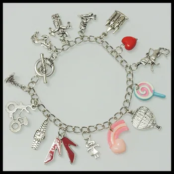 Inspirational movie wIZARD OF OZ charm Bracelet rainbow bike balloon horse castle  Dorothy