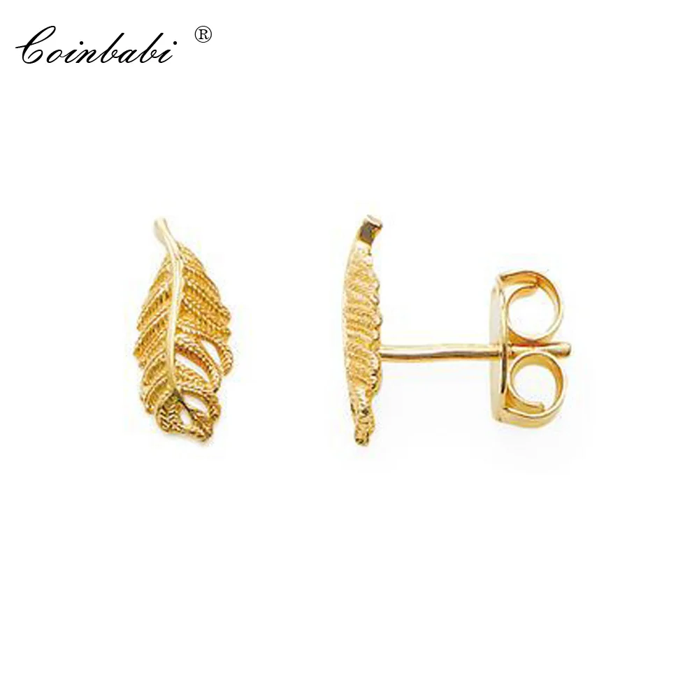 

Stud Earring Gold Feather Ethnic 2018 Gift For Women Ts High Quality Earring Thomas Style 925 Sterling Silver Fashion Jewelry