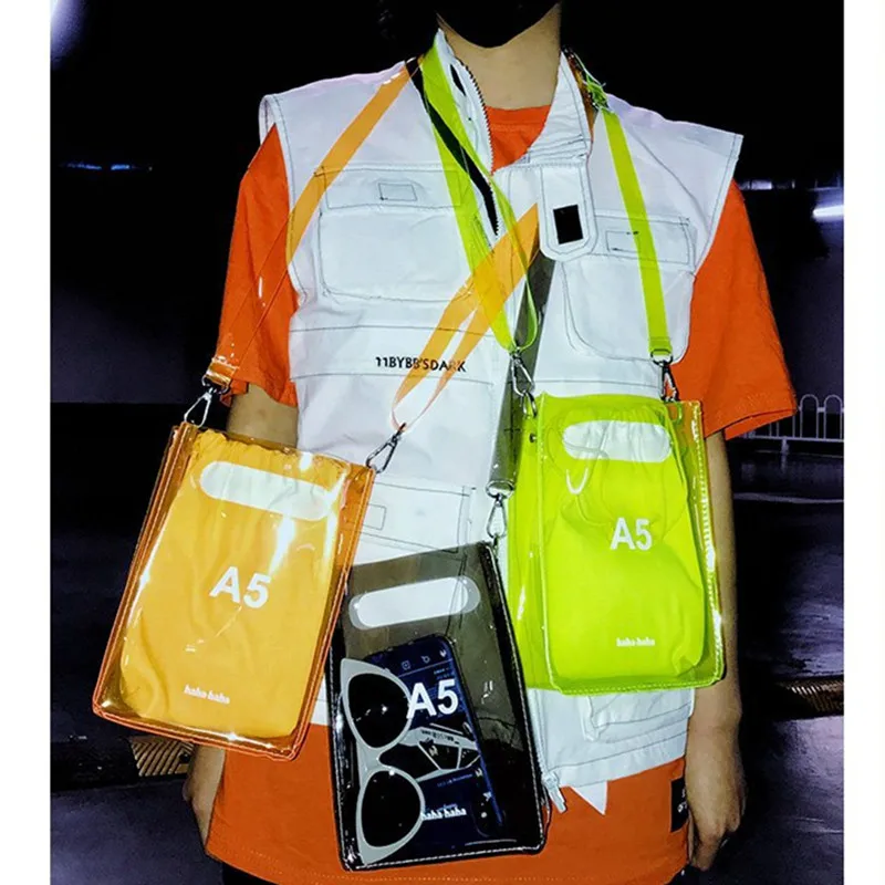 

2019 Summer Transparent PVC Jelly Bags Letter Handbags Fluorescence Clear Crossbody Bag Chic Women Handbag Shoulder Bag