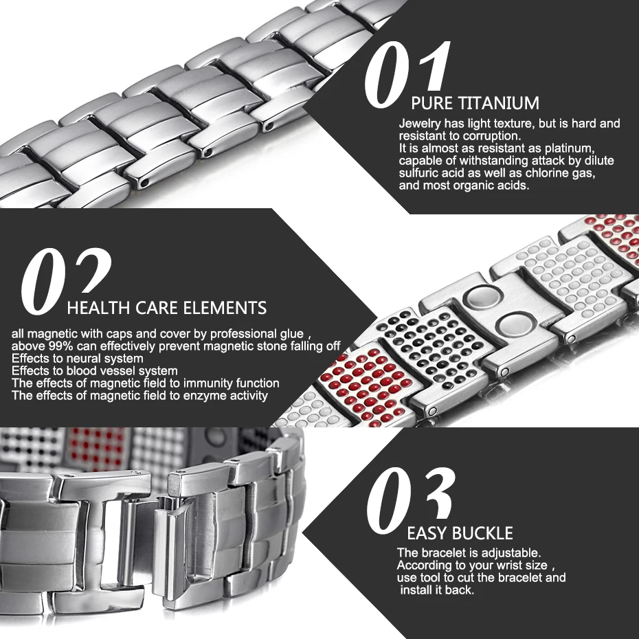 silver Titanium Bracelets (5)