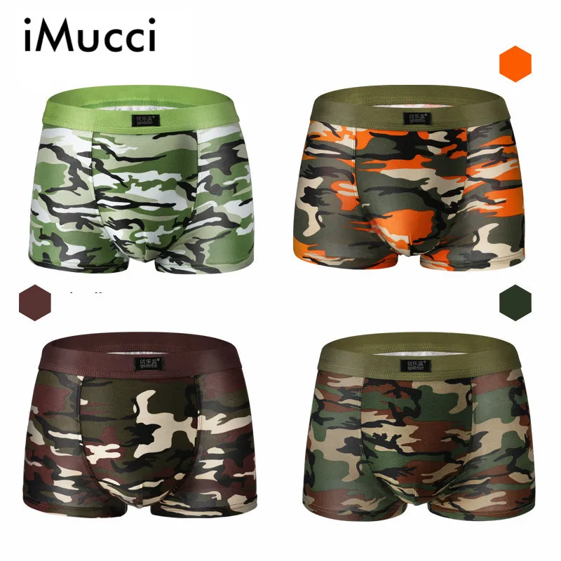 Imucci модные мужские underwear плюс размер мужские шорты мода дышащая модальный боксер прилив мужчины камуфляж солдат underwear