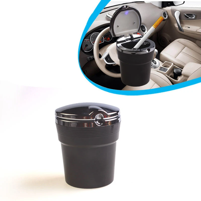 Car Universal Ashtray With LED Light Car Dual use Ash Barrel Flame