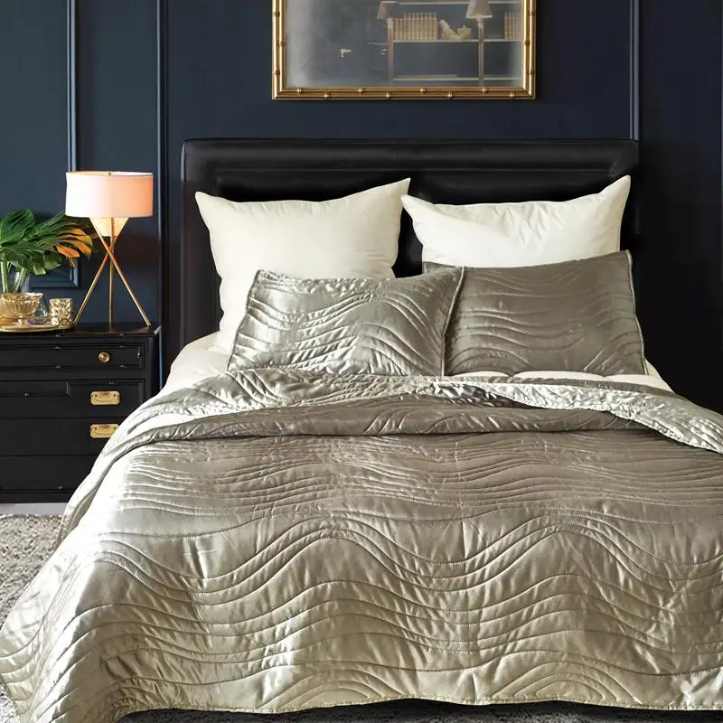 Famvotar роскошное качество супер мягкий комплект стеганого постельного покрывала 3 шт. queen King size Гипоаллергенное шелковое покрывало сплошное одеяло - Цвет: Light Grey