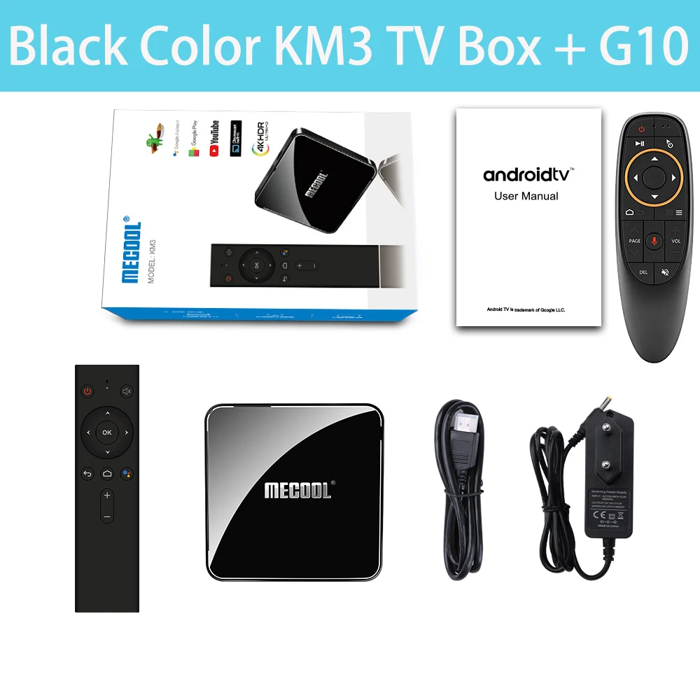 MECOOL KM3 Android 9,0 Smart tv Box 4G DDR4 64G 4K HDR Google Home Play Cast Ultra HD tv Box USB 3,0 медиаплеер Голосовое управление - Цвет: G10 KM3