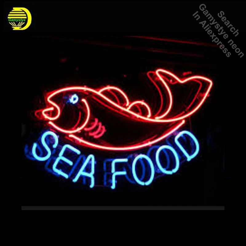 Seafood Handcrafted Real GlassTube Neon Sign Seafood Handcrafted Real GlassTube Neon Sign