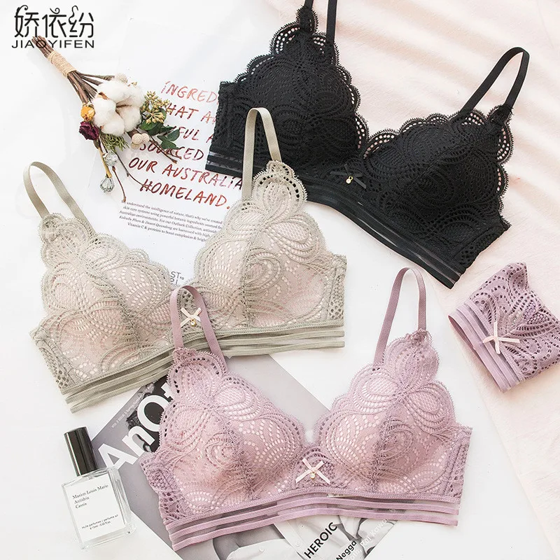 

JYF Brand Summer Hot Sale Triangle Cup Sexy Lace Women Push Up Underwear New High Quality Young Girl Sweet Bra & Brief Sets