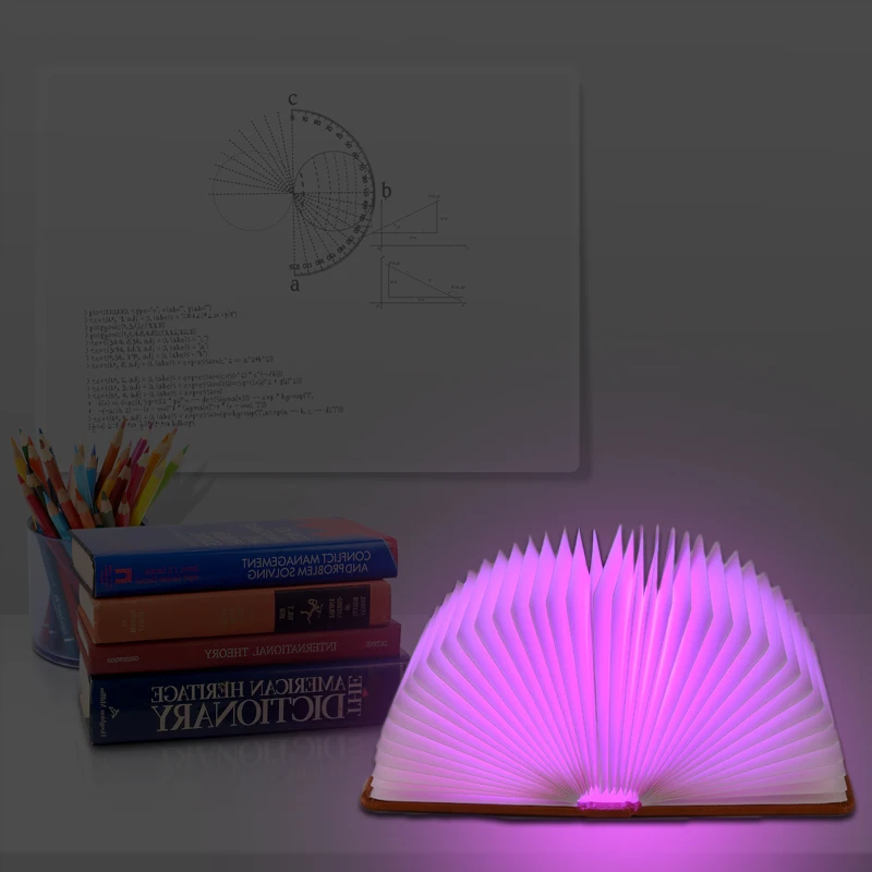 Creative Foldable Pages Led Book Shape Night Light Lighting Lamp