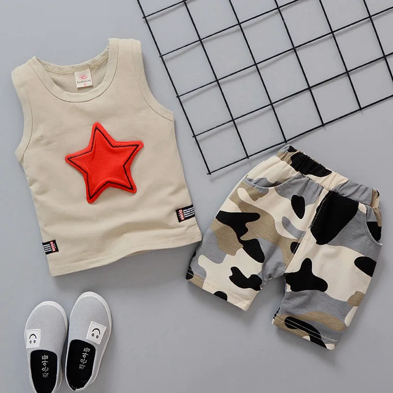 

baby boy tank top 2pcs clothes baby kids 2019 summer clothes baby girl baby sleevesless set infant clothing red star pattern