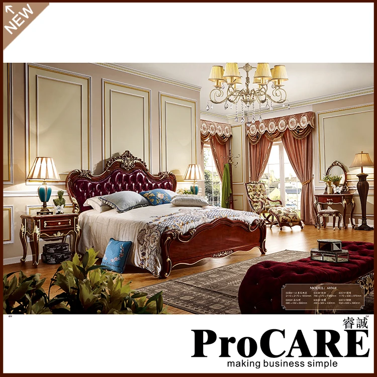 Новый дизайн королевская роскошная дизайнерская мебель для дома из массива дерева king size спальный комплект