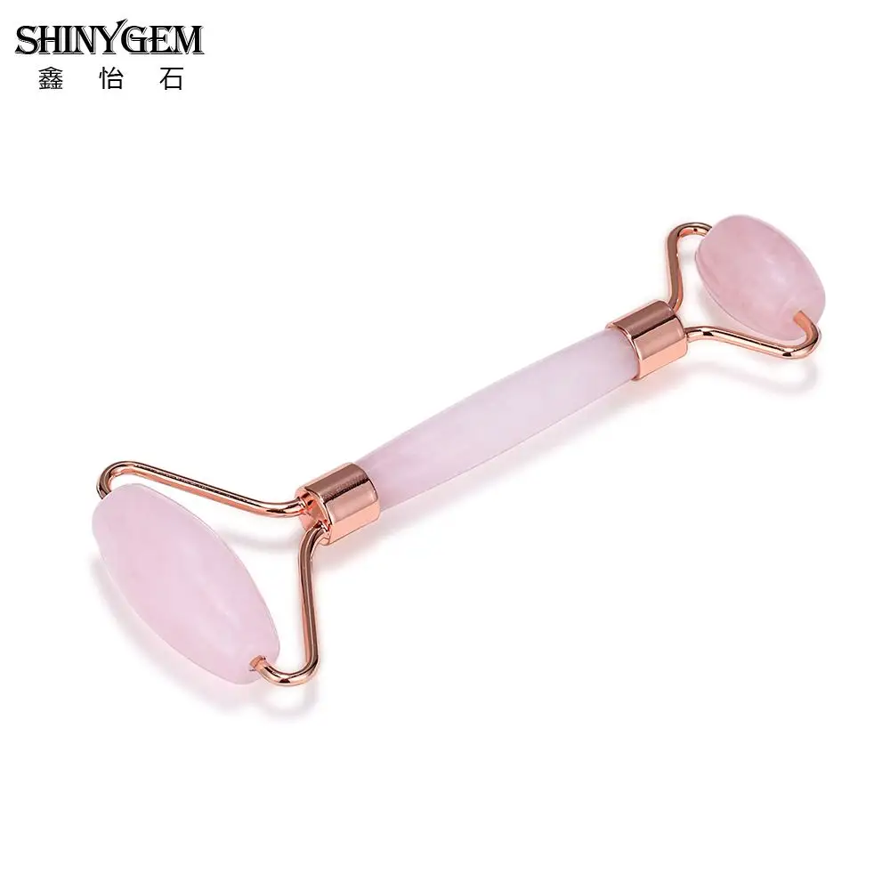 Роликовый ролик для чистки лица ShinyGem розовое золото натуральный камень уход за