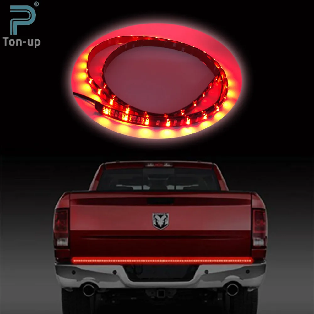 49" Flexible Truck Pickup Tailgate Red White LED Light Bar Running