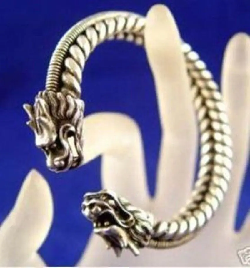 

Rare tibet silver carved dragon bracelet 28%