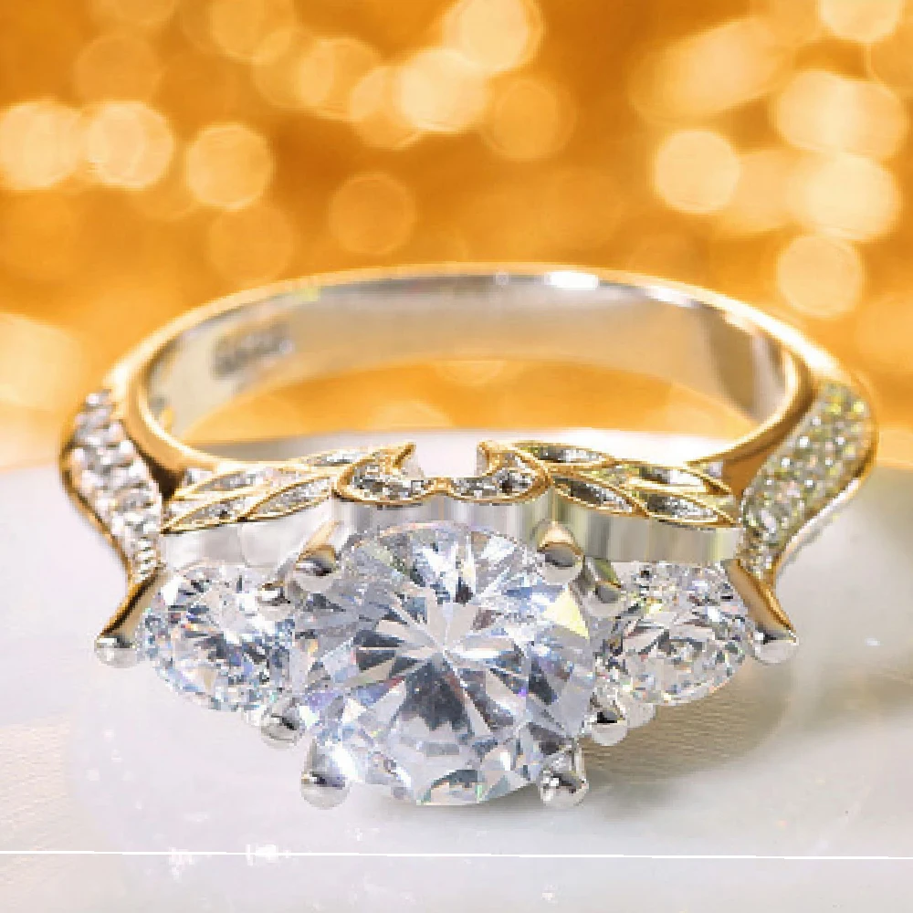 

AAA Zircon Engagement Rings for women Rose gold color Wedding rings female anel Austrian Crystals Jewelry top quality