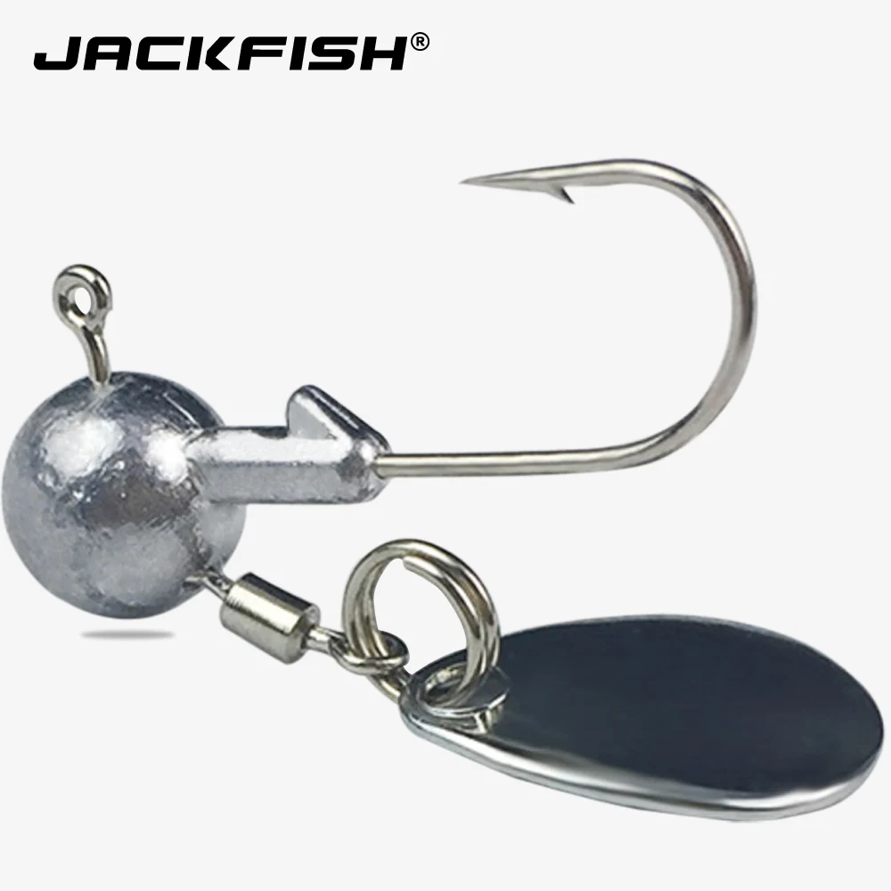 JACKFISH 2 г/4 г, 5 шт./партия, свинцовая Мормышка, крючок с металлической Спиннер, ложка с блестками, шум для мягкой приманки, приманка "Червь", снасти, аксессуары