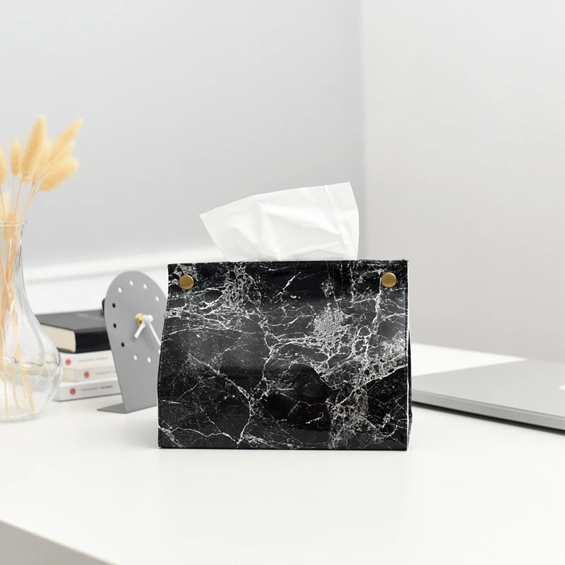 Contenitore per fazzoletti in pelle sintetica con motivo marmorizzato, porta tovaglioli, porta fazzoletti, scatola per cosmetici, custodia, organizer_voghion.com