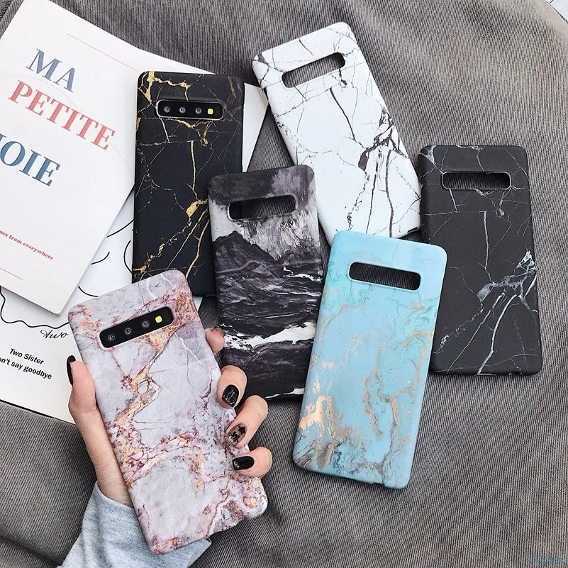 Мраморный чехол накладка для Samsung Galaxy S7 Edge S8 S9 S10 Plus e Note 8 9 Note9 S10e 10 S20 жесткий с