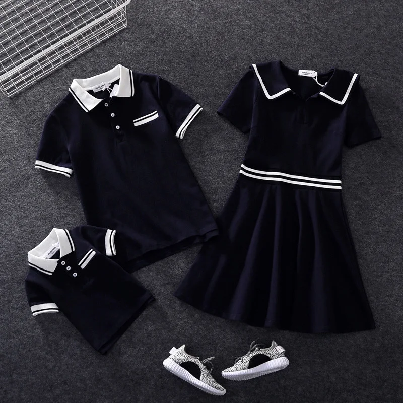 

College Young 2018 Parents and Children In Summer A New Dress for Mothers and Women Short Sleeves 2-8T 100% Cotton Character