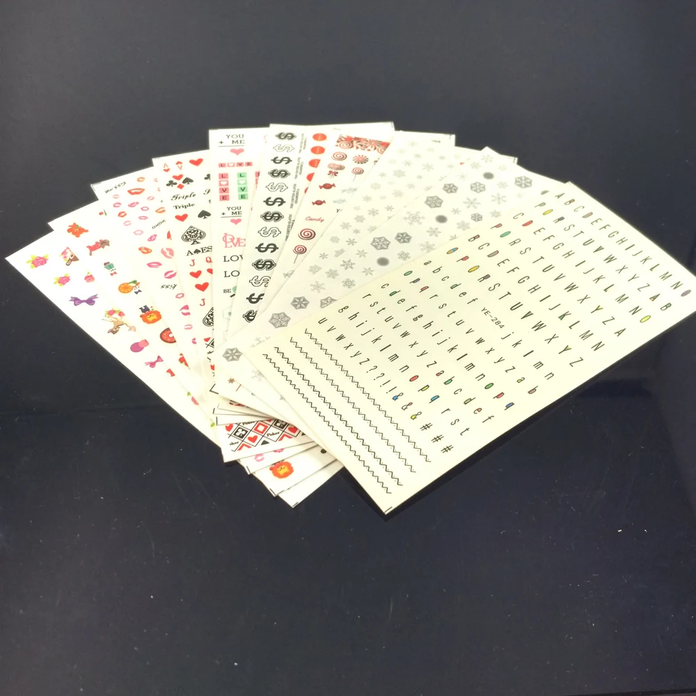 

10 PCS / LOT Nail Art Water Transfers Stickers Nail Decals Slider POKER SNOW FLAKE MONEY ANIMAL POPSICLE YEQC91-100