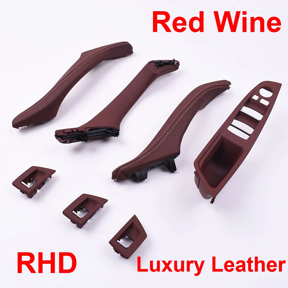 

Luxury Leather Right Hand Drive RHD For BMW 5 series F10 F11 520 Red Wine Car Interior Door Handle Inner Door Panel Pull Trim