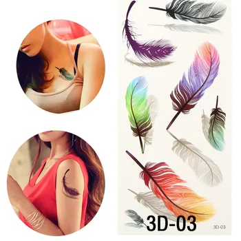 

10 Sheets Waterproof Temporary Tattoo Sticker Body Art 3D Color Feather Tattoo Transfer Fake tattoo Flash Tattoo For Girl Women